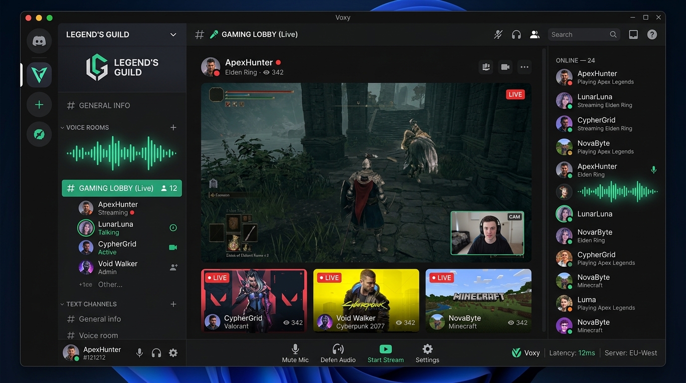 Voxy Gamer Hub Interface
